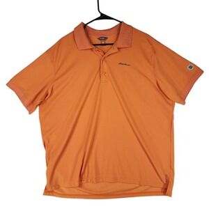 Eddie Bauer‎ Free Dry Polo Shirt sz XL Men Orange Vented Fishing Golf Wicking